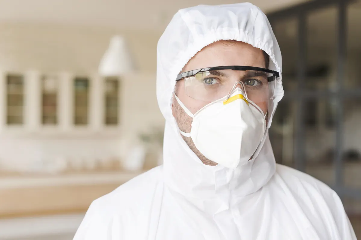 Sprzęt i środki chemiczne używane przez technika sprzątania miejsc po zgonach w pustym mieszkaniu